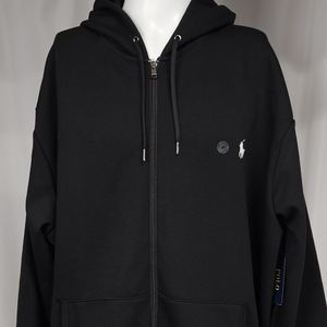 NWT 2XB Polo Ralph Lauren Full Zip Hooded Sweatshirt Hoodie Lightweight Black